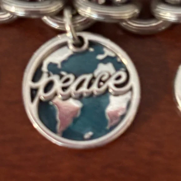 Brighton Silver Charm Bracelet with Heart and Peace Charms - Picture 5 of 13